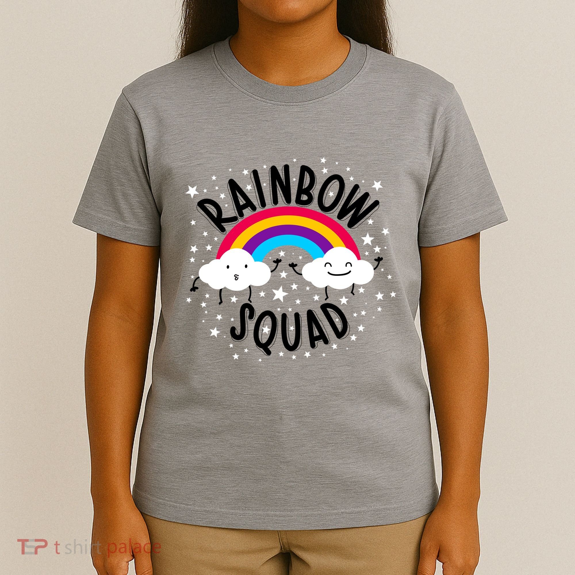 Rainbow Squad Cute Funny Cloud Sky Stars T-Shirt