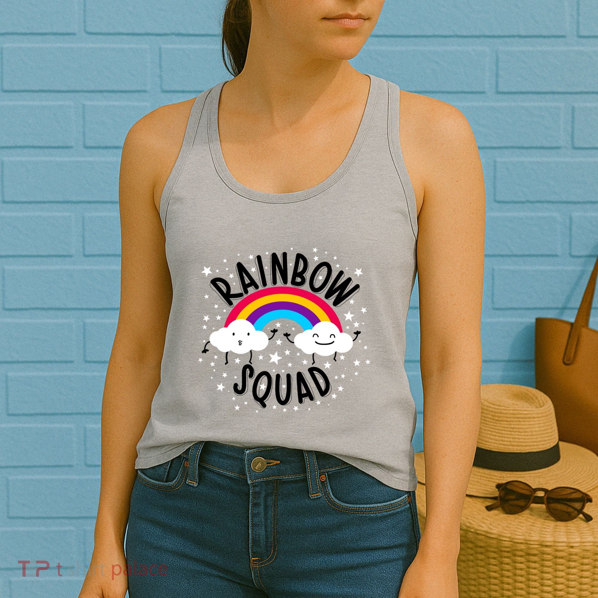 Rainbow Squad Cute Funny Cloud Sky Stars Women's Tank Top