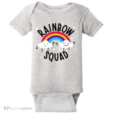 Rainbow Squad Cute Funny Cloud Sky Stars Baby Bodysuit