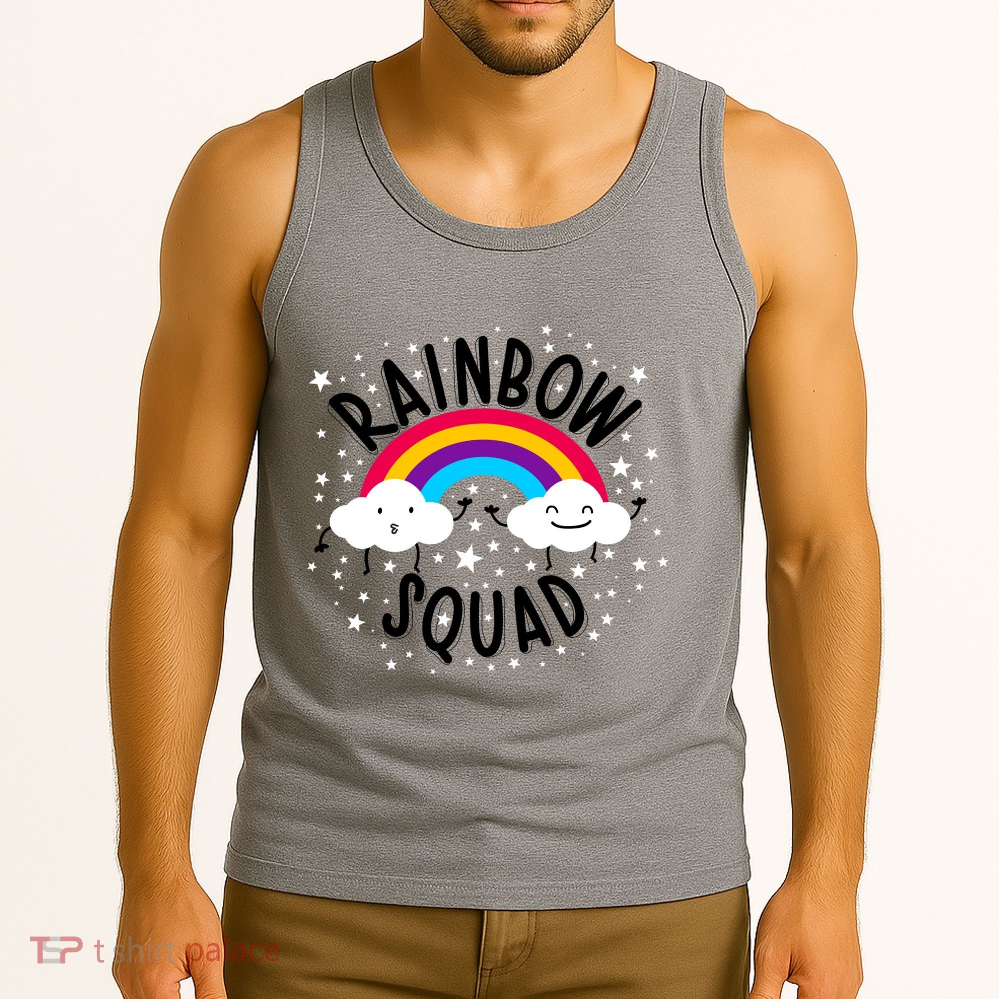 Rainbow Squad Cute Funny Cloud Sky Stars Tank Top