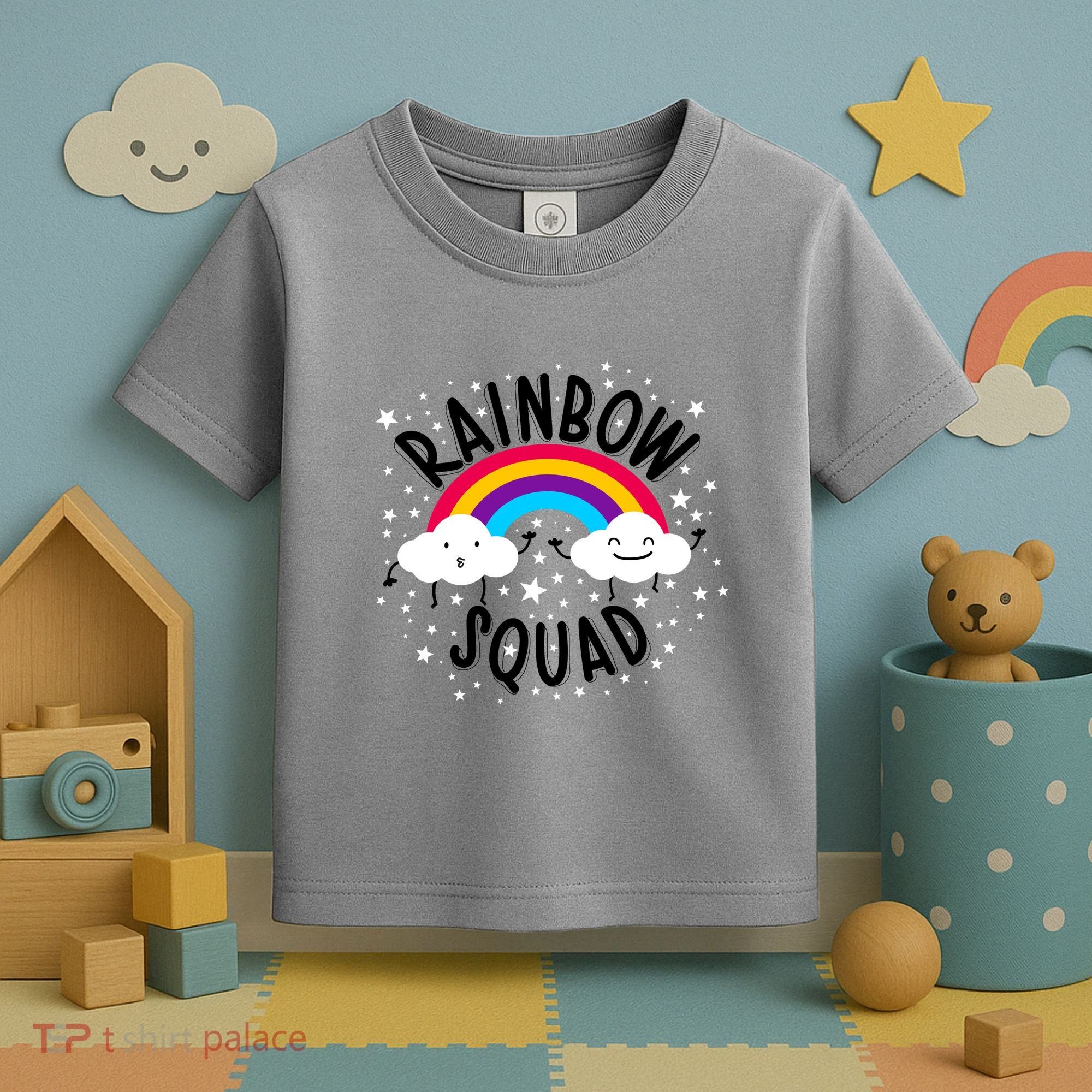 Rainbow Squad Cute Funny Cloud Sky Stars Toddler T-Shirt