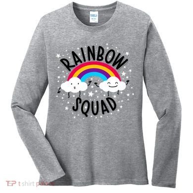 Rainbow Squad Cute Funny Cloud Sky Stars Women's Long Sleeve Shirt