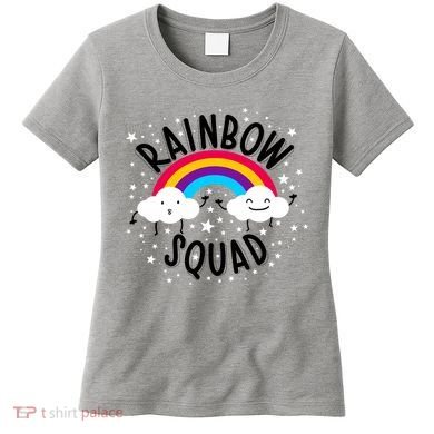 Rainbow Squad Cute Funny Cloud Sky Stars Women's T-Shirt