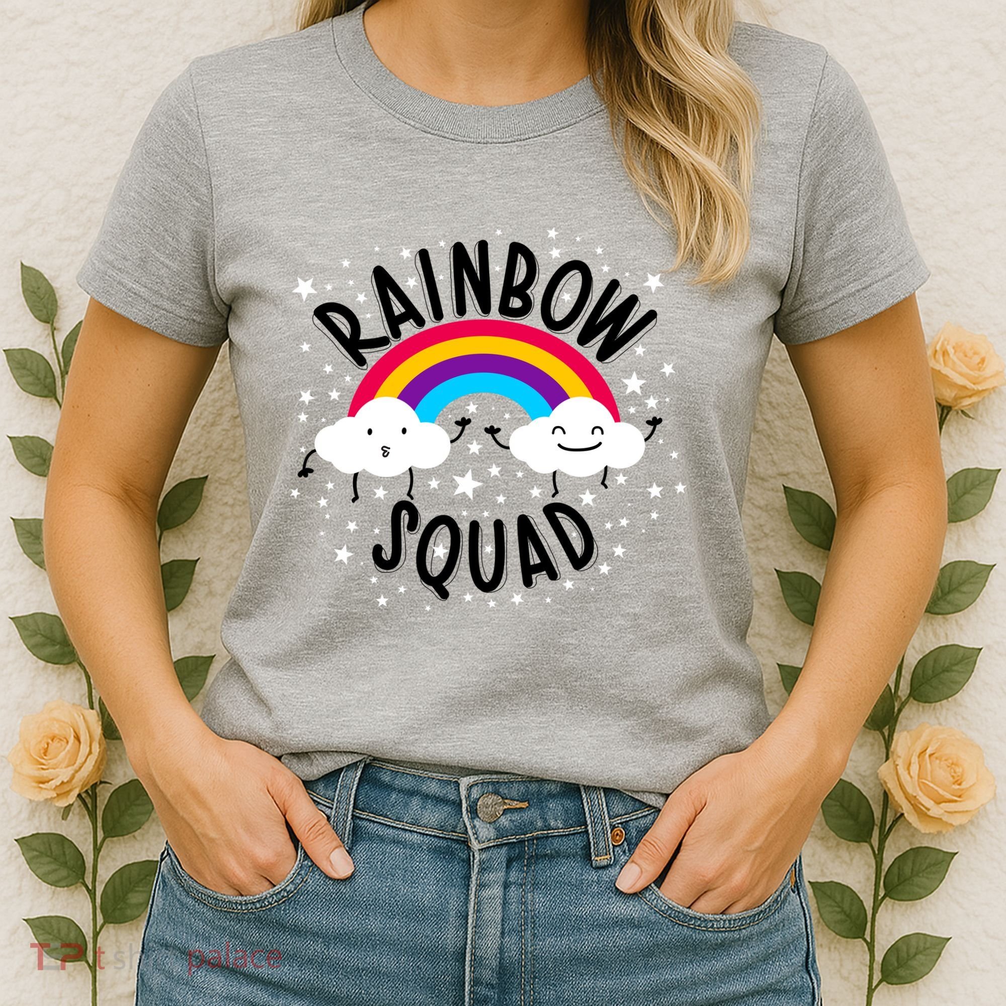 Rainbow Squad Cute Funny Cloud Sky Stars Women's T-Shirt