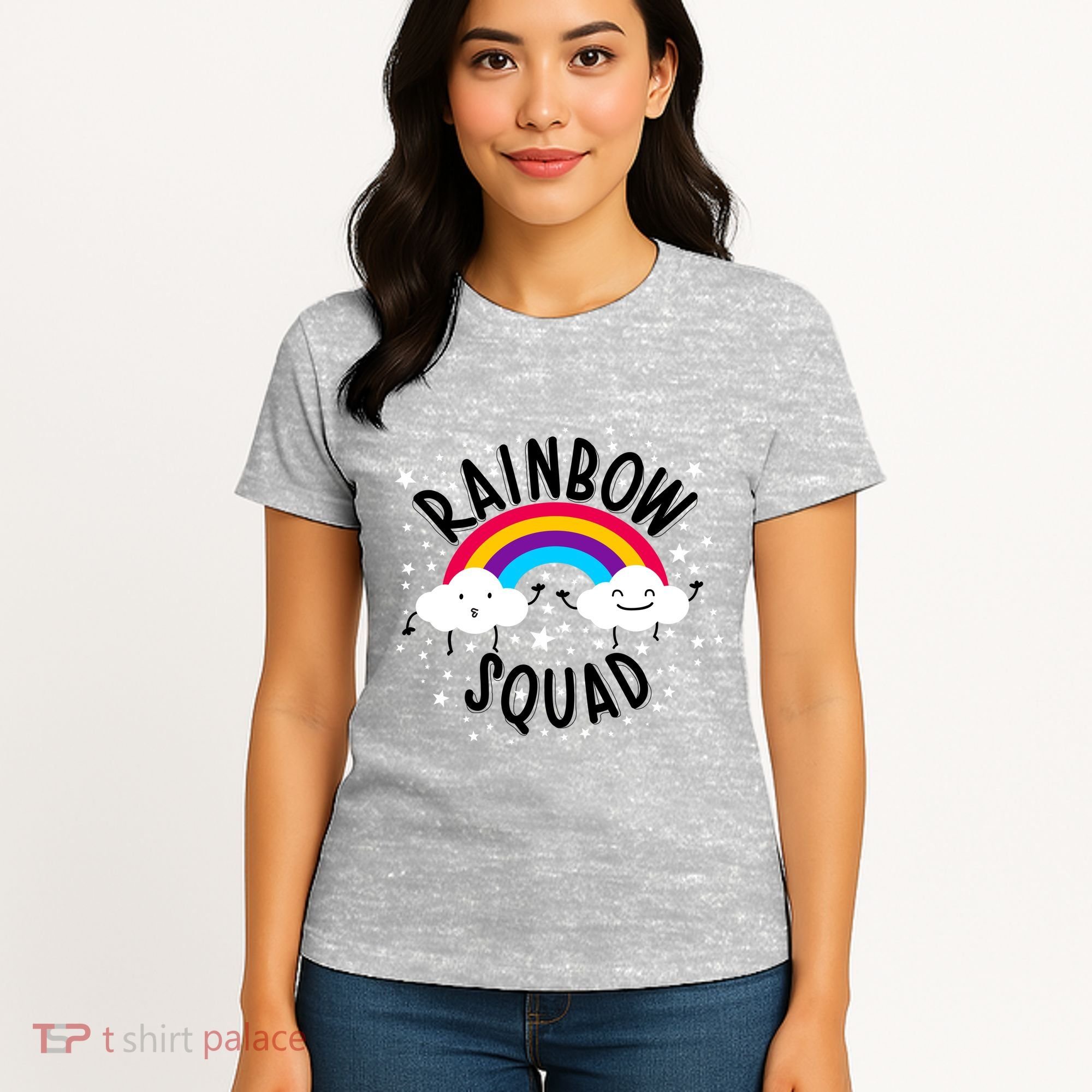 Rainbow Squad Cute Funny Cloud Sky Stars Women's T-Shirt