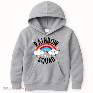 Rainbow Squad Cute Funny Cloud Sky Stars Kids Hoodie