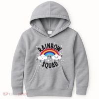 Rainbow Squad Cute Funny Cloud Sky Stars Kids Hoodie thumb 0