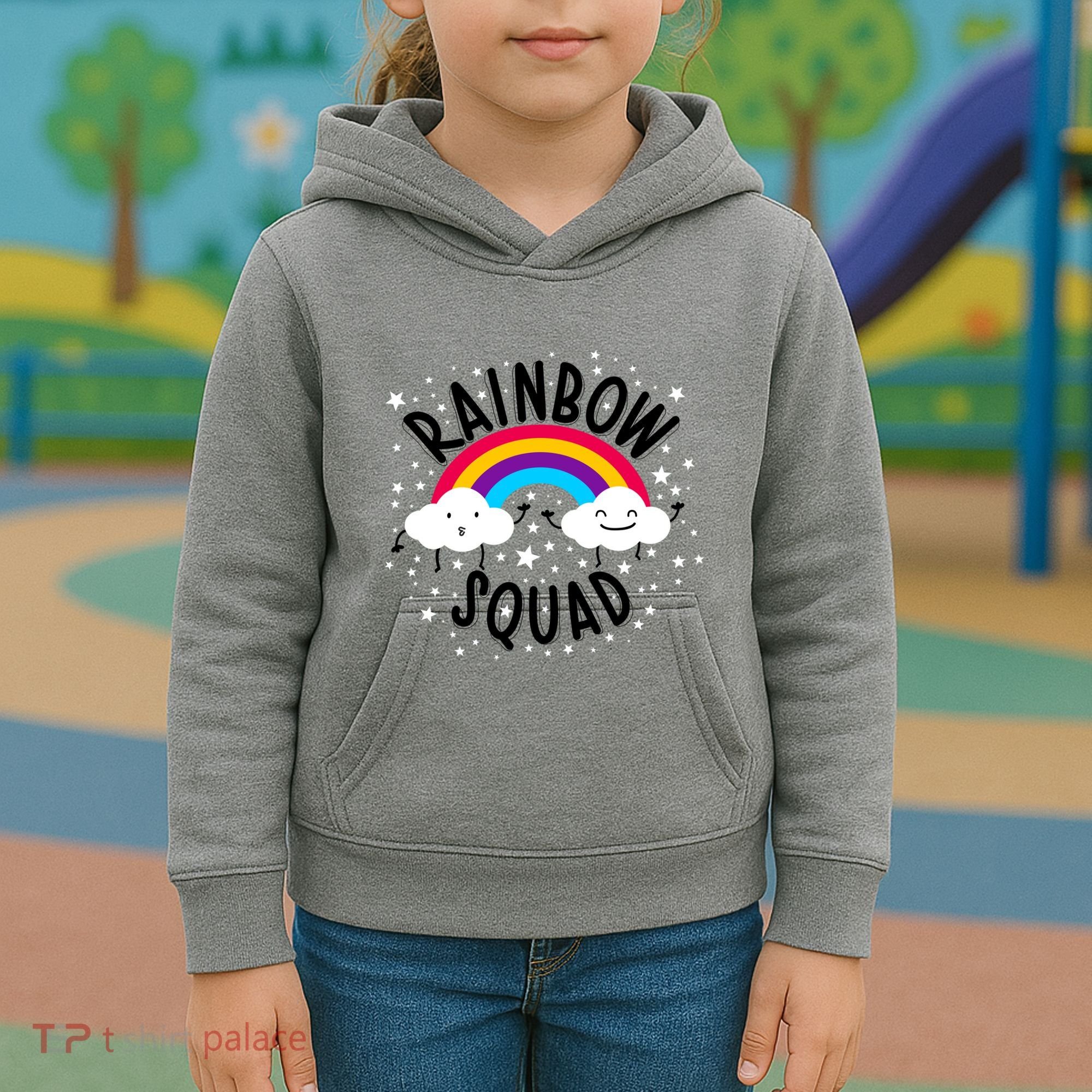 Rainbow Squad Cute Funny Cloud Sky Stars Kids Hoodie
