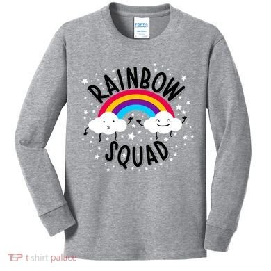 Rainbow Squad Cute Funny Cloud Sky Stars Kids Long Sleeve Shirt