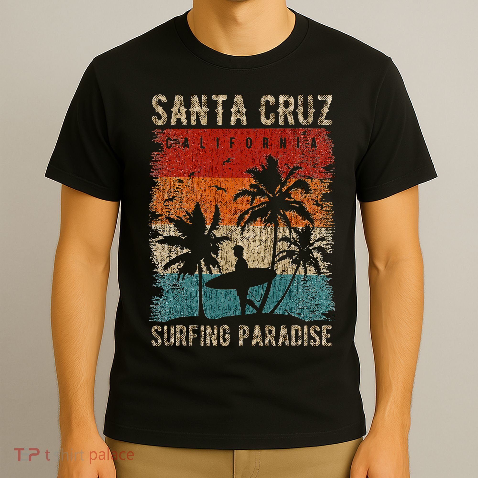 Retro Santa Cruz California Surfing Santa Cruz T-Shirt