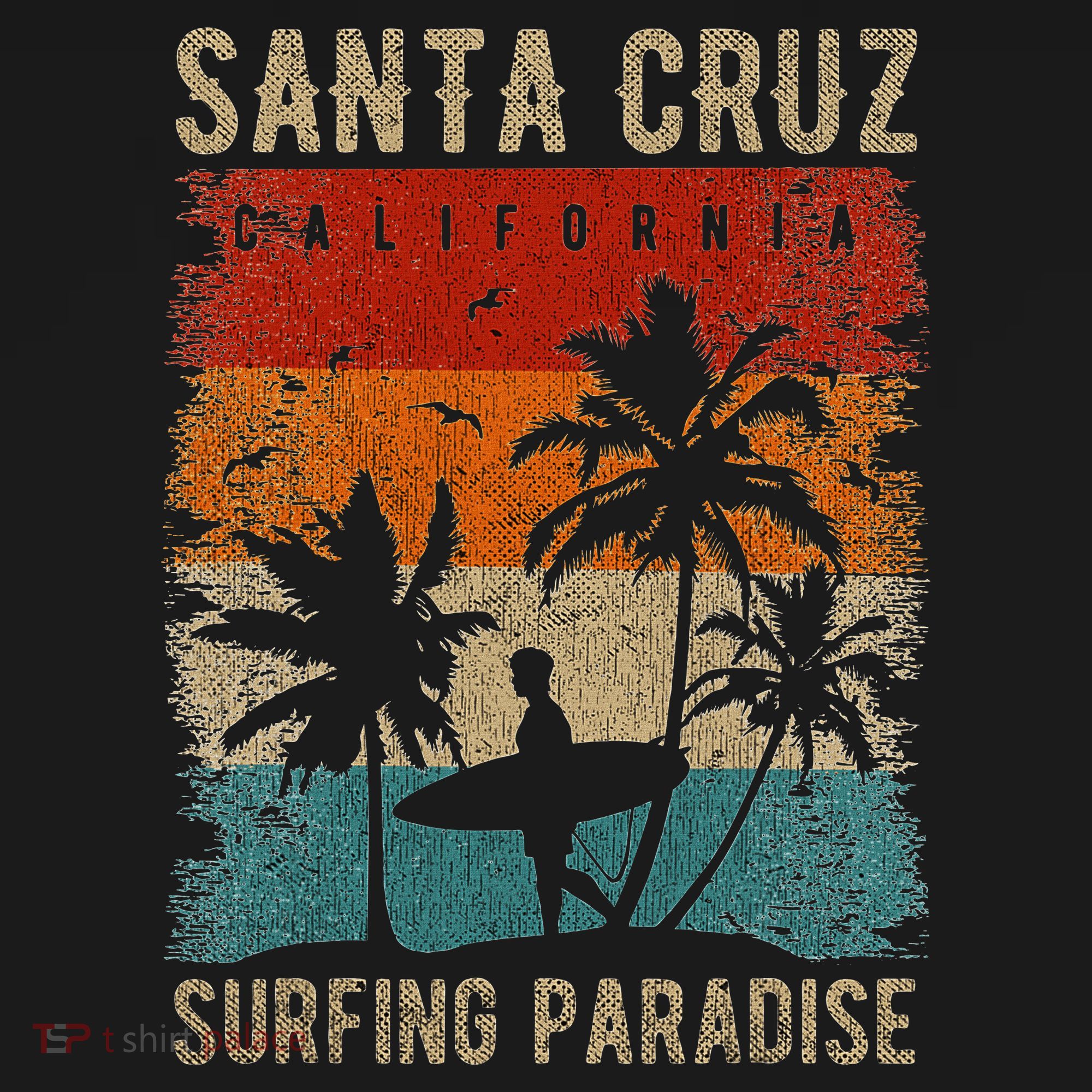 Retro Santa Cruz California Surfing Santa Cruz T-Shirt
