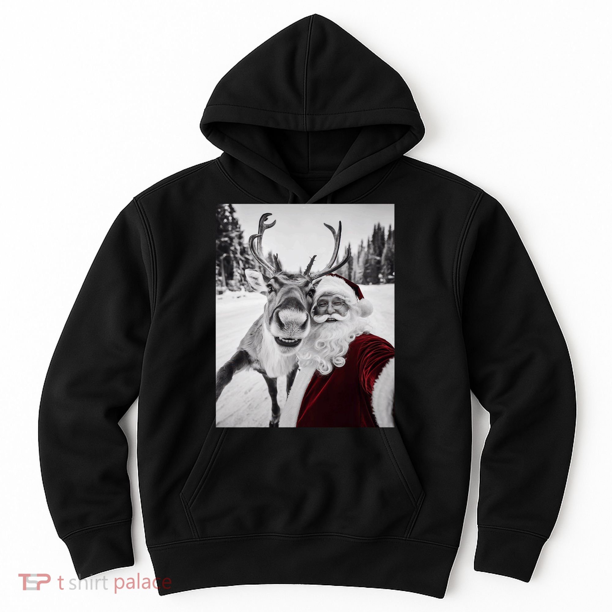 Reindeer Selfie Christmas Party Selfie Funny Reindeer Xmas Hoodie