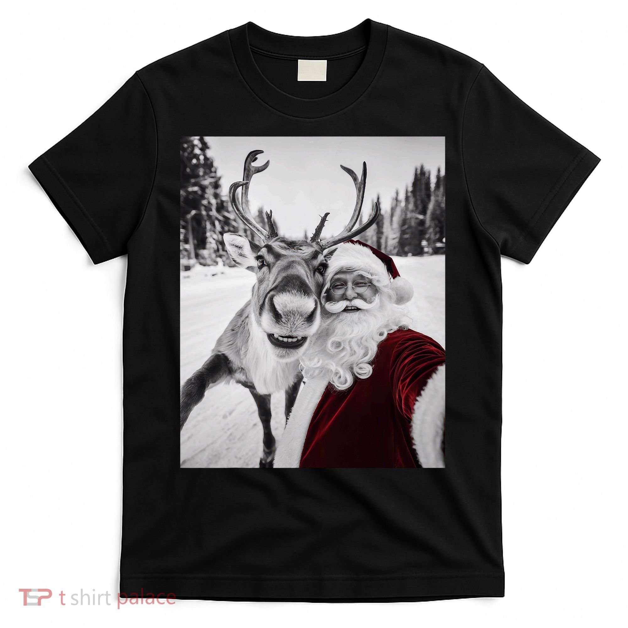 Reindeer Selfie Christmas Party Selfie Funny Reindeer Xmas T-Shirt