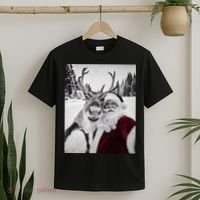 Reindeer Selfie Christmas Party Selfie Funny Reindeer Xmas T-Shirt thumb 2
