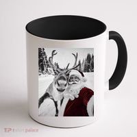 Reindeer Selfie Christmas Party Selfie Funny Reindeer Xmas Coffee Mug thumb 1