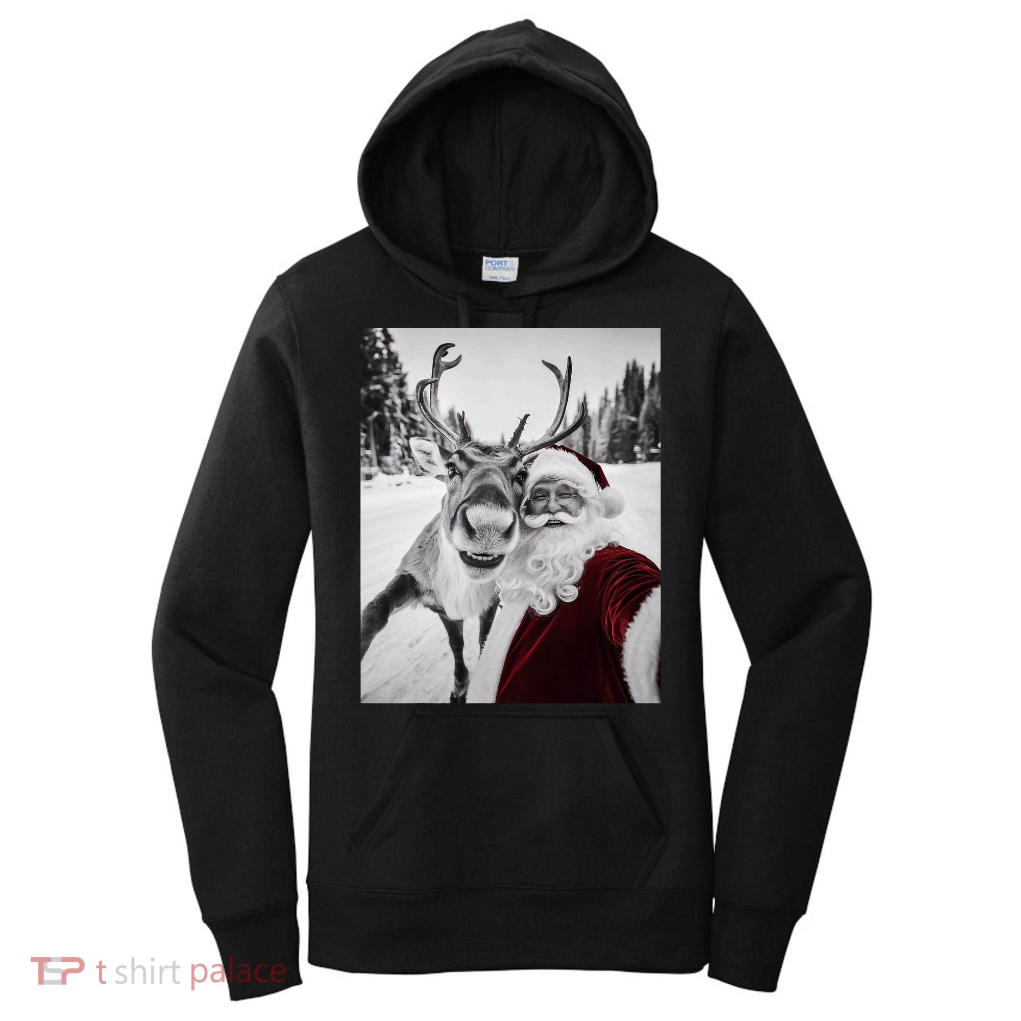 Reindeer Selfie Christmas Party Selfie Funny Reindeer Xmas Women's Hoodie
