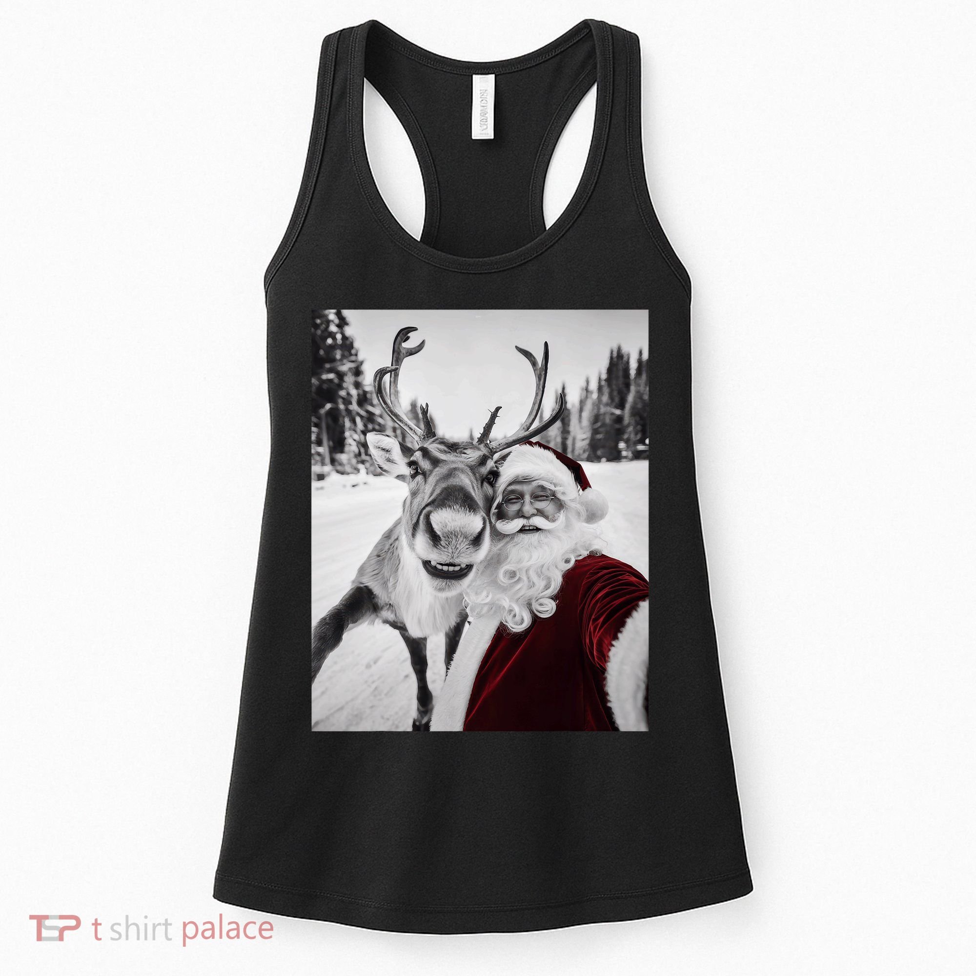 Reindeer Selfie Christmas Party Selfie Funny Reindeer Xmas Women's Tank Top