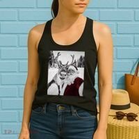 Reindeer Selfie Christmas Party Selfie Funny Reindeer Xmas Women's Tank Top thumb 2