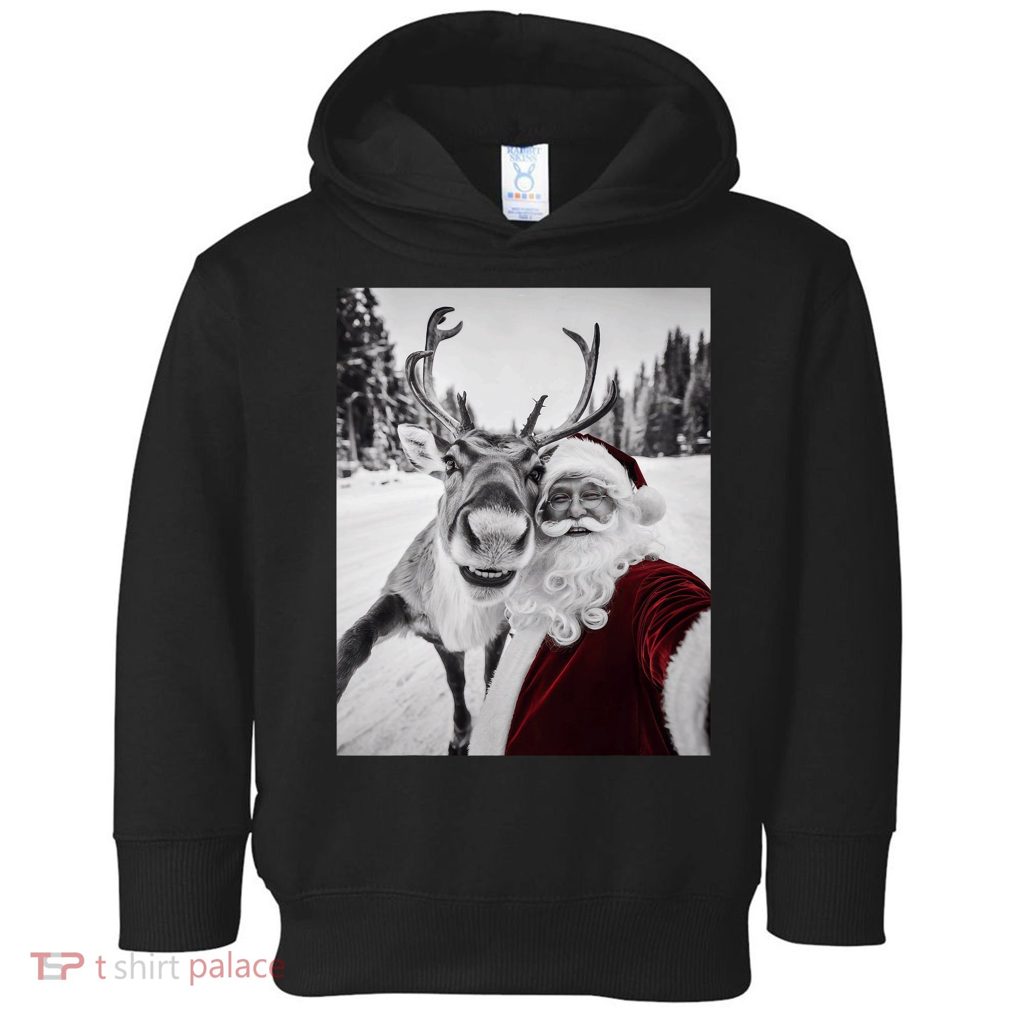 Reindeer Selfie Christmas Party Selfie Funny Reindeer Xmas Toddler Hoodie