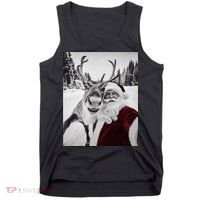 Reindeer Selfie Christmas Party Selfie Funny Reindeer Xmas Tank Top thumb 0