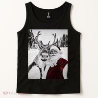 Reindeer Selfie Christmas Party Selfie Funny Reindeer Xmas Tank Top thumb 2