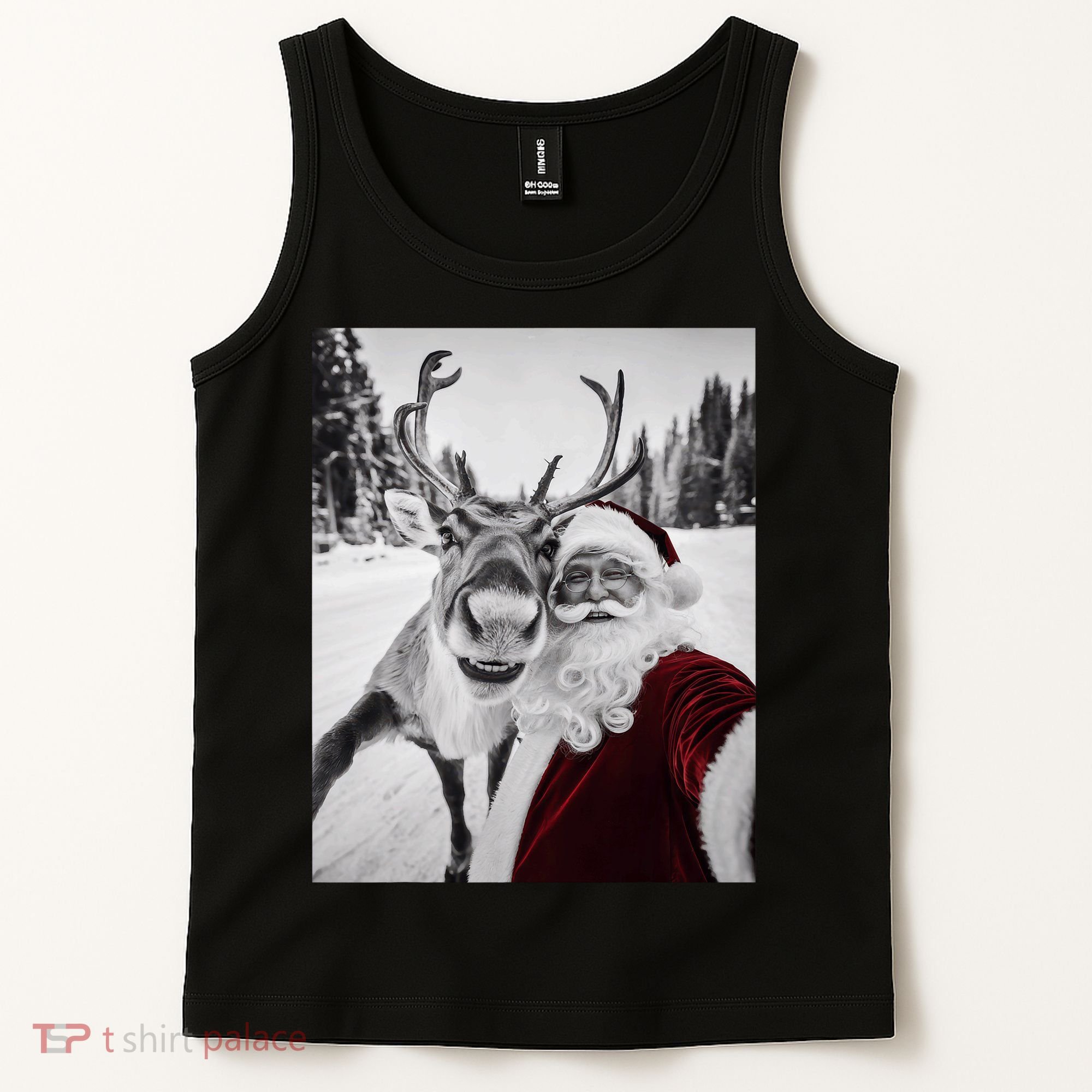 Reindeer Selfie Christmas Party Selfie Funny Reindeer Xmas Tank Top