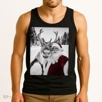 Reindeer Selfie Christmas Party Selfie Funny Reindeer Xmas Tank Top thumb 3