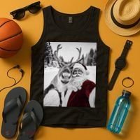 Reindeer Selfie Christmas Party Selfie Funny Reindeer Xmas Tank Top thumb 4