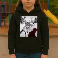 Reindeer Selfie Christmas Party Selfie Funny Reindeer Xmas Kids Hoodie thumb 3