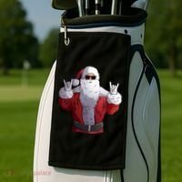 Rock Santa Claus Christmas Gift Golf Towel thumb 2