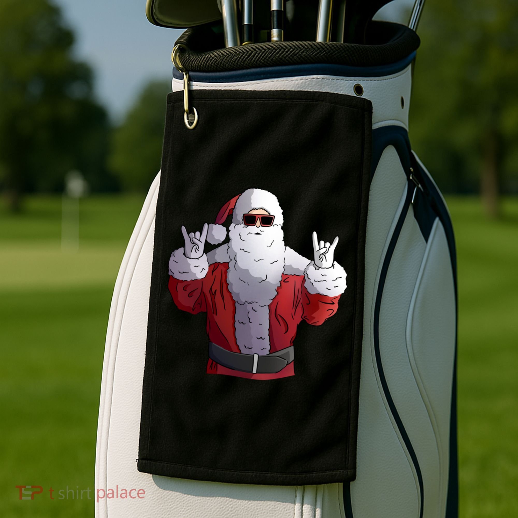Rock Santa Claus Christmas Gift Golf Towel