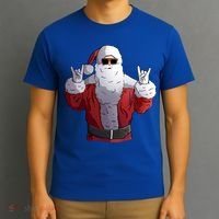 Rock Santa Claus Christmas Gift T-Shirt thumb 3