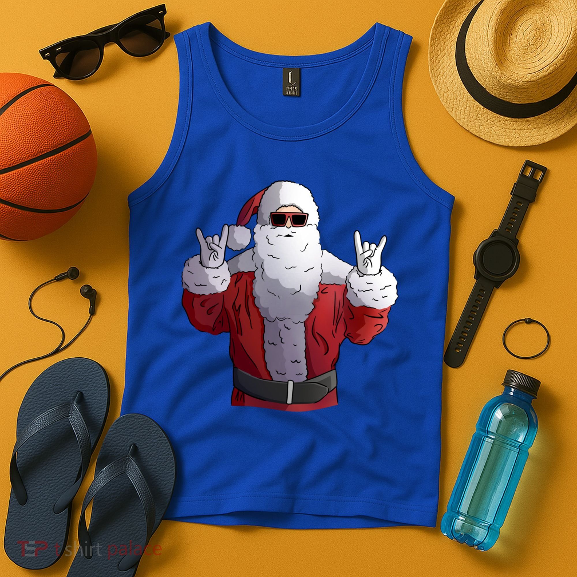 Rock Santa Claus Christmas Gift Tank Top
