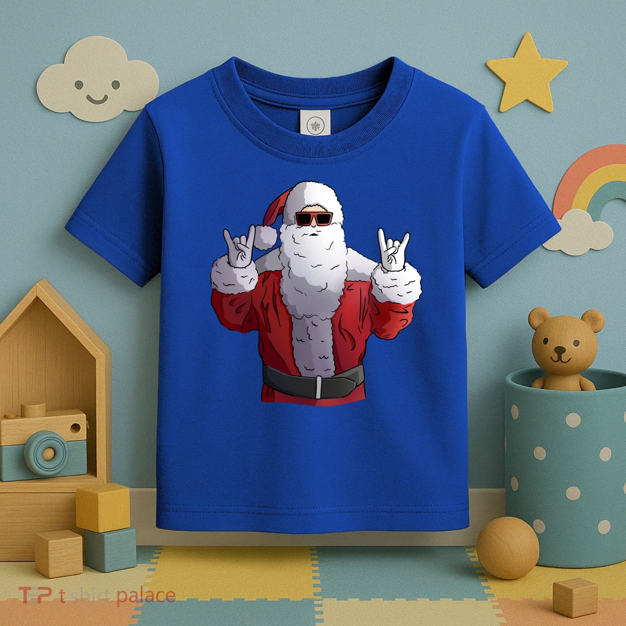 Rock Santa Claus Christmas Gift Toddler T-Shirt