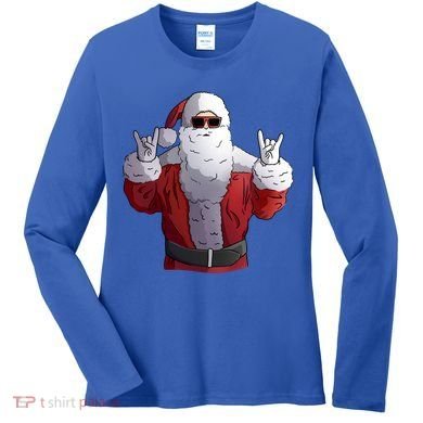 Rock Santa Claus Christmas Gift Women's Long Sleeve Shirt