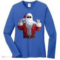 Rock Santa Claus Christmas Gift Women's Long Sleeve Shirt thumb 0