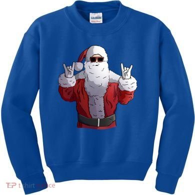 Rock Santa Claus Christmas Gift Kids Sweatshirt