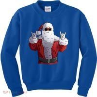 Rock Santa Claus Christmas Gift Kids Sweatshirt thumb 0