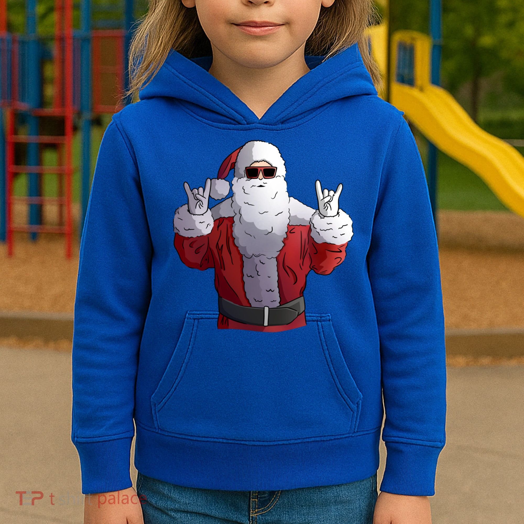 Rock Santa Claus Christmas Gift Kids Hoodie