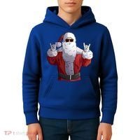 Rock Santa Claus Christmas Gift Kids Hoodie thumb 4