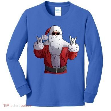 Rock Santa Claus Christmas Gift Kids Long Sleeve Shirt
