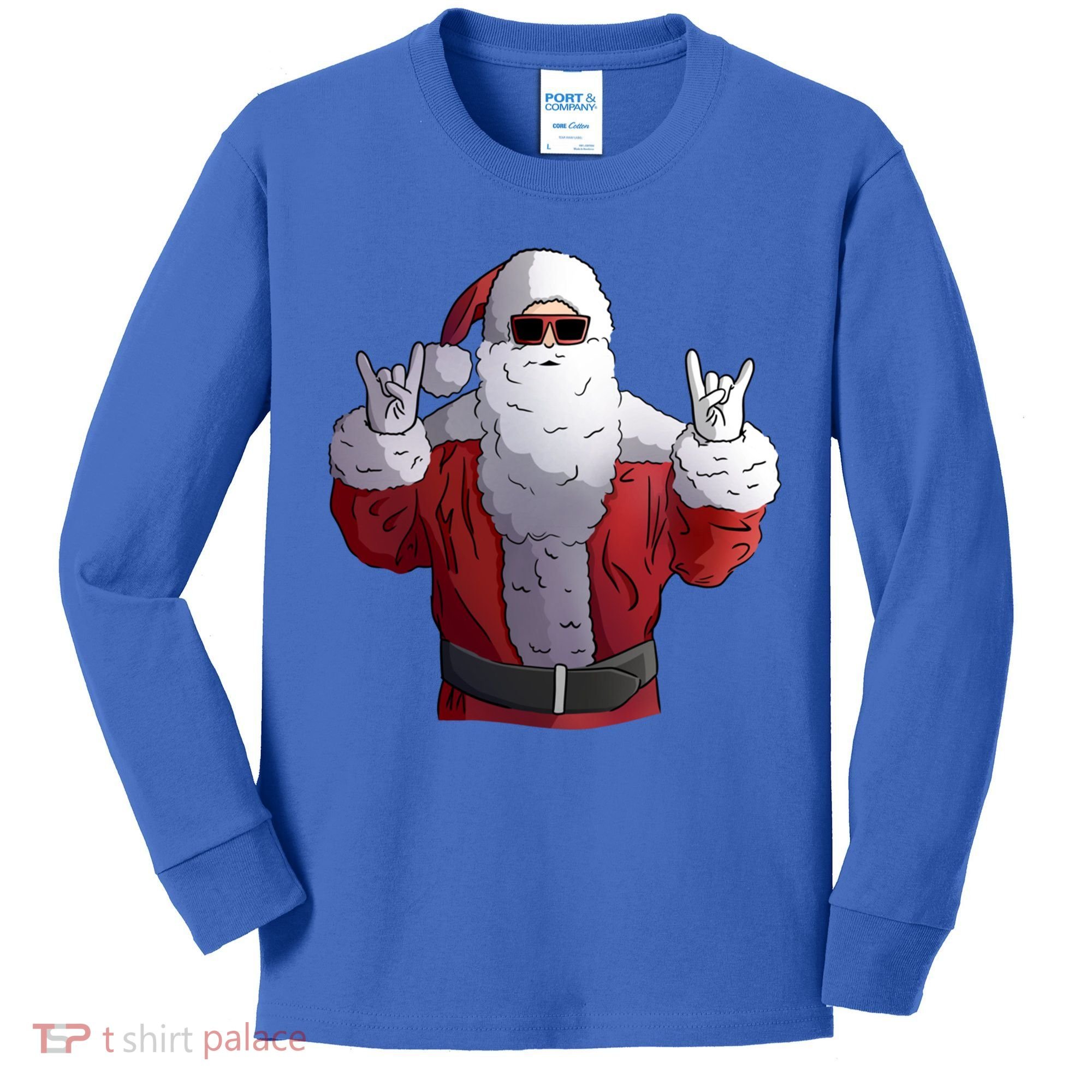 Rock Santa Claus Christmas Gift Kids Long Sleeve Shirt