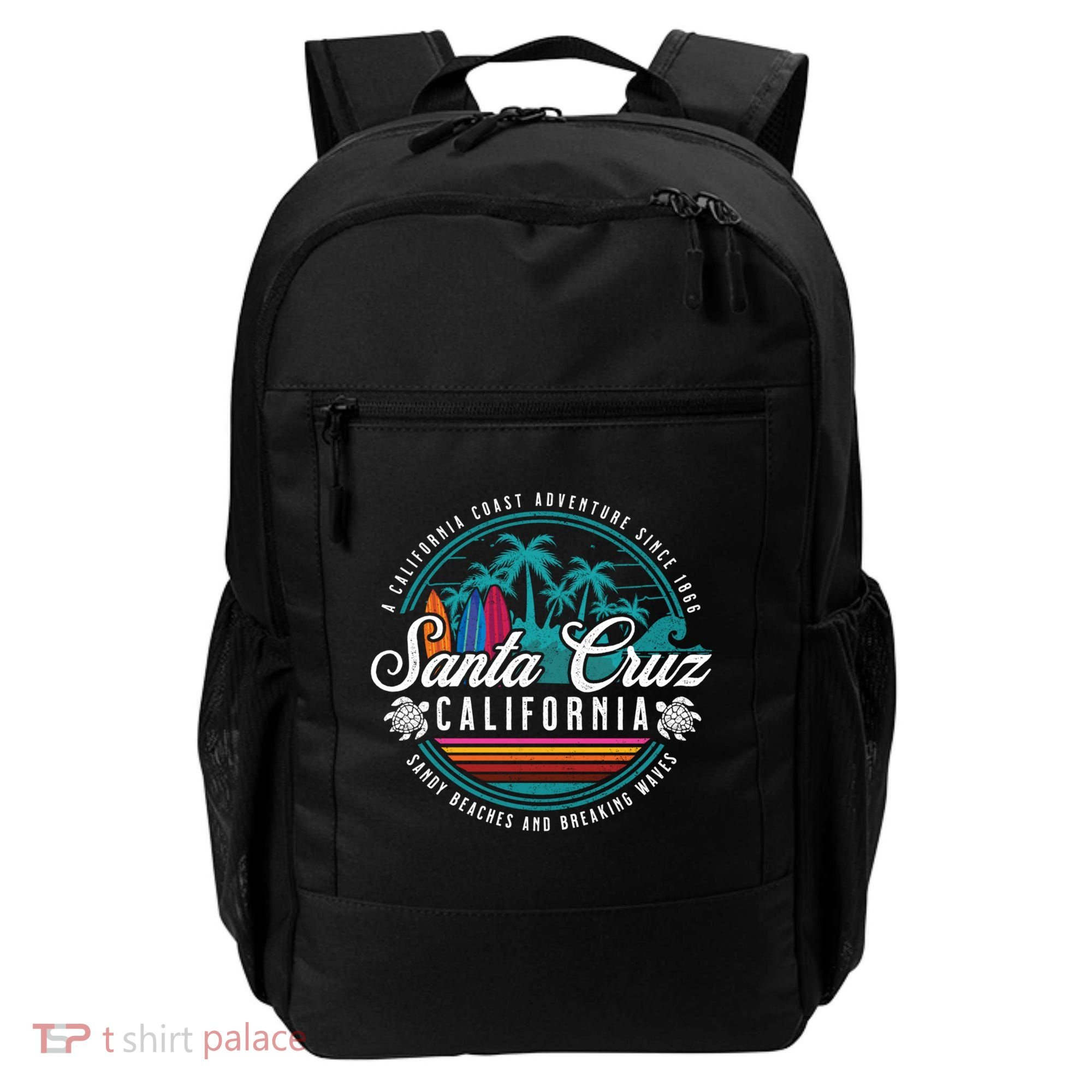 Retro Santa Cruz California Sandy Beaches Breaking Waves Gift Backpack