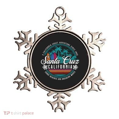 Retro Santa Cruz California Sandy Beaches Breaking Waves Gift Ornament