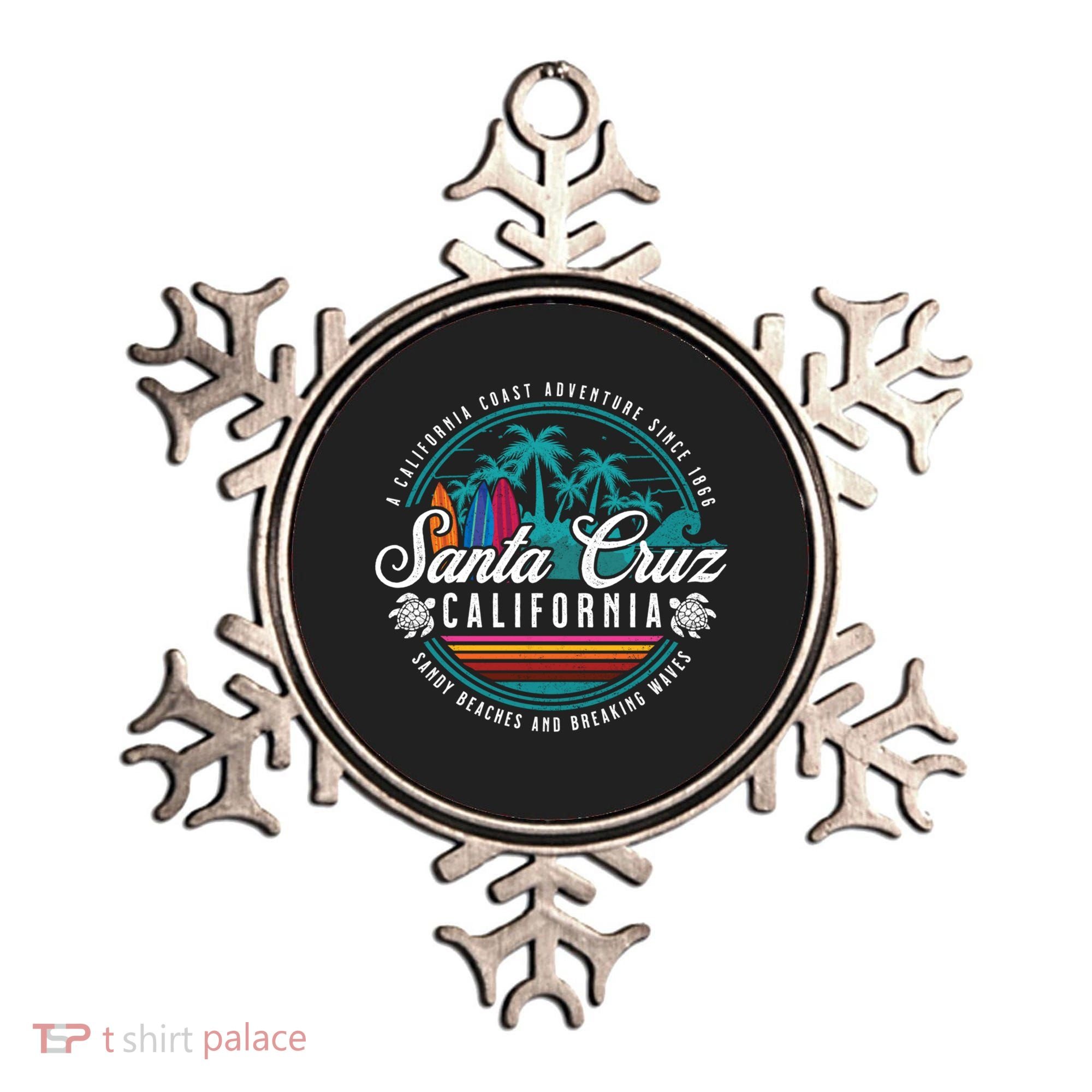 Retro Santa Cruz California Sandy Beaches Breaking Waves Gift Ornament