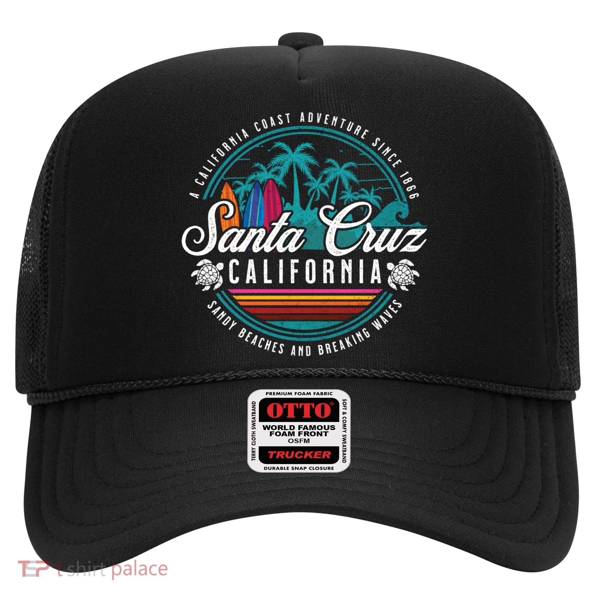 Retro Santa Cruz California Sandy Beaches Breaking Waves Gift Hat