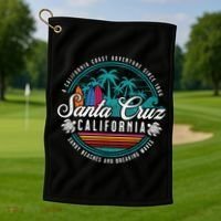 Retro Santa Cruz California Sandy Beaches Breaking Waves Gift Golf Towel thumb 1