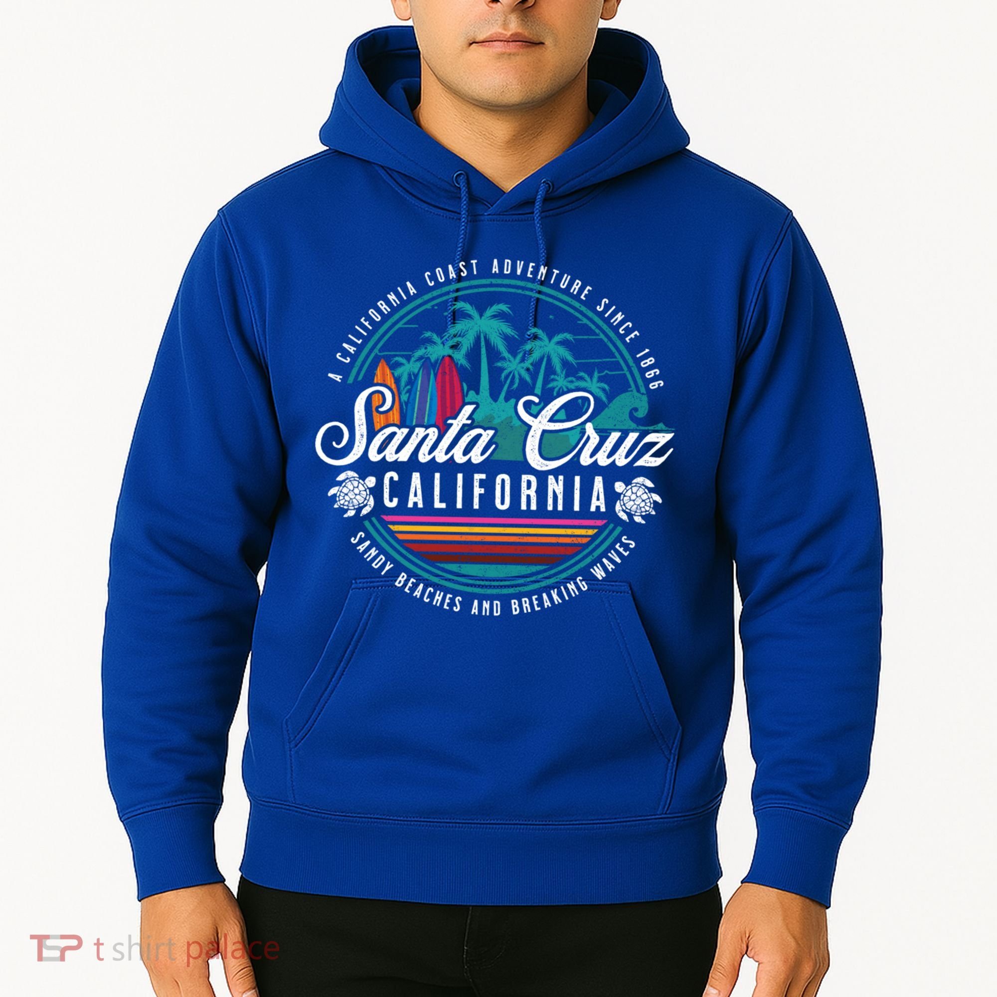 Retro Santa Cruz California Sandy Beaches Breaking Waves Gift Hoodie