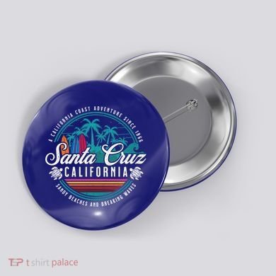 Retro Santa Cruz California Sandy Beaches Breaking Waves Gift Button