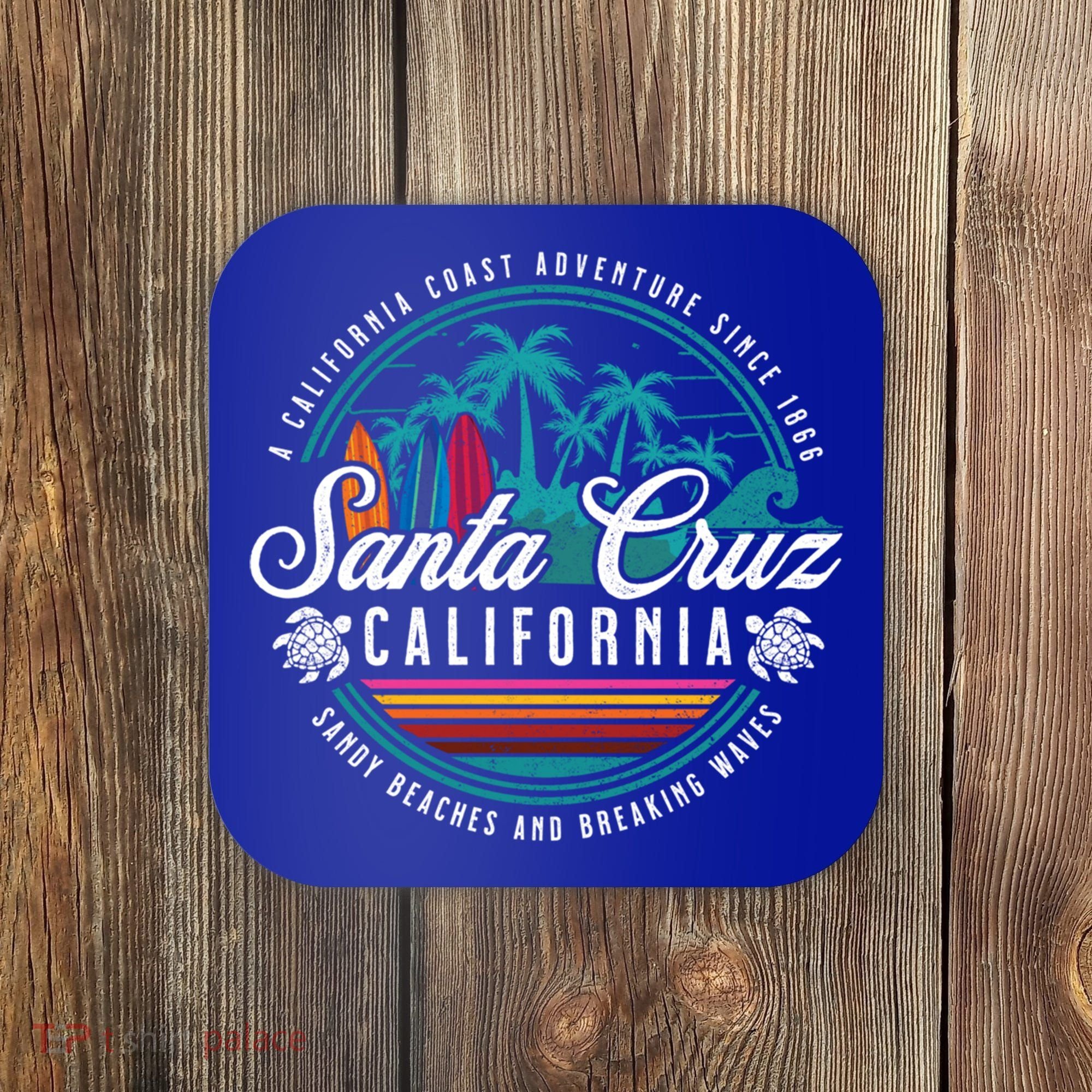 Retro Santa Cruz California Sandy Beaches Breaking Waves Gift Coaster